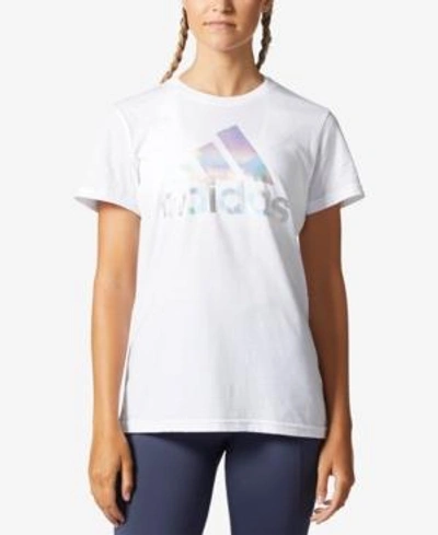 Adidas Originals Adidas Holographic Printed Logo T-shirt In White | ModeSens