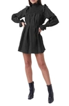 French Connection Boza Smock Detail Long Sleeve Dress In Black