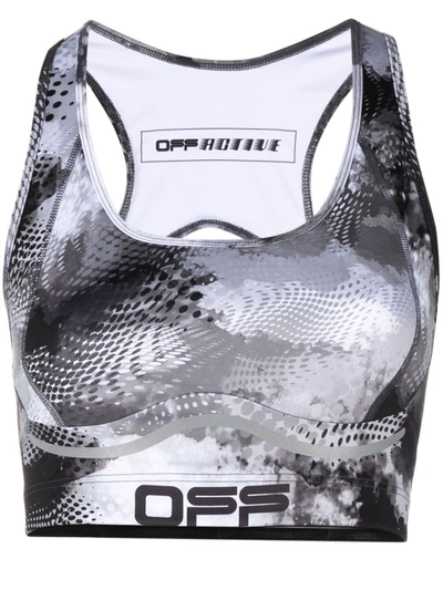 Off-white Womens Grey Black Printed Stretch-jersey Sports Bra M