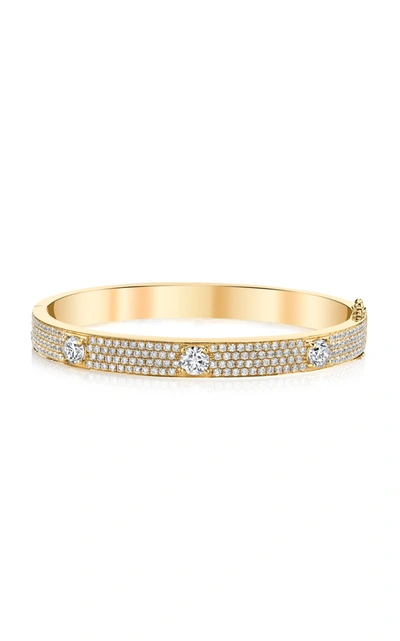 Anita Ko Women's 18k Gold Pave Oval Bracelet With Three Round Diamonds In 18k Yellow Gold