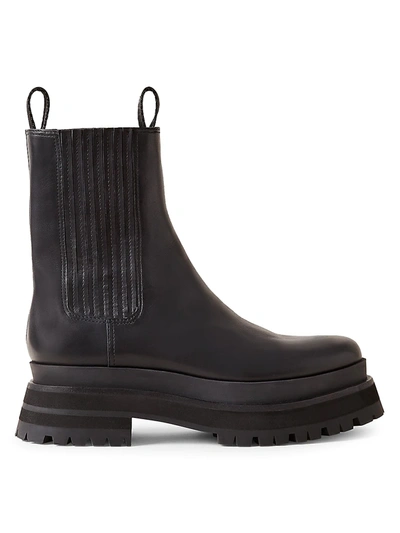 Loeffler Randall Toni Lug Sole Leather Platform Boots In Black