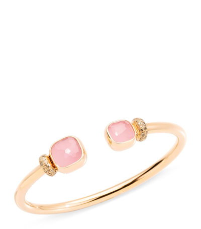 Pomellato Women's Nudo 18k Rose Gold, Rose Quartz & Diamond Cuff