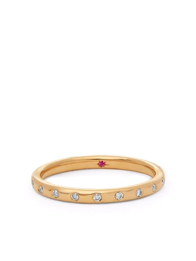Annoushka 18kt Yellow Gold 2mm Diamond Ruby Wedding Band Ring