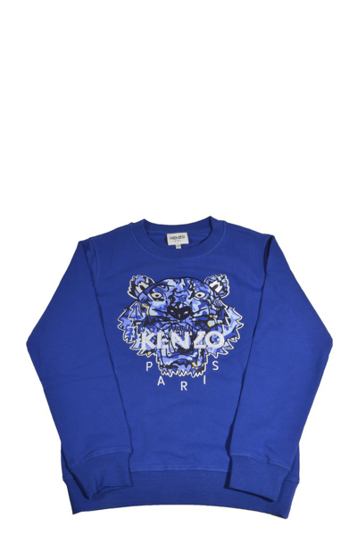 Kenzo Tiger-embroidered Sweatshirt In Blue