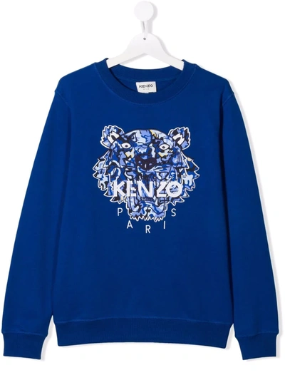 Kenzo Kids' Little Girl's & Girl's Tiger Logo Sweatshirt In Blue