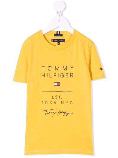 Tommy Hilfiger Junior Kids' Logo Print T-shirt In 黄色
