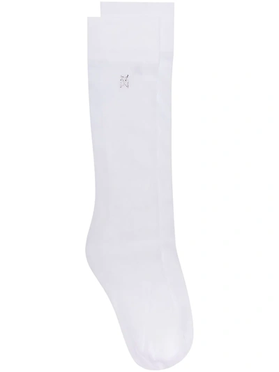 Wolford X Amina Muaddi Crystal-embellished Socks In White