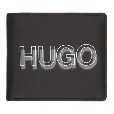 Hugo Black Logo Bifold Wallet & Card Holder Set In 001 Black