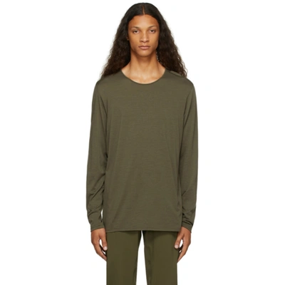Veilance Khaki Wool Frame Long Sleeve T-shirt In Green