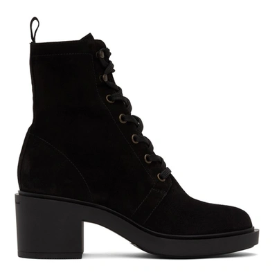 Gianvito Rossi Black Suede Foster Lace-up Boots