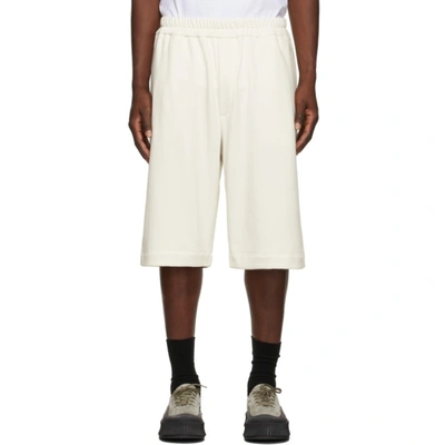 Jil Sander Off-white Terry Logo Shorts In 831 - Light/pastel O