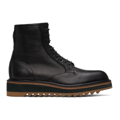 Dries Van Noten Men's Leather Lace-up Flatform Boots In Black