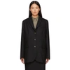 Loulou Studio Sund Viscose Blend Satin Blazer In Black
