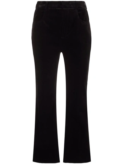 Saint Laurent High-waisted Cropped Trousers In Schwarz