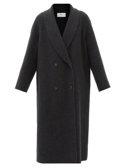 The Row Augusta Belted Hooded Double-breasted Wool And Mohair-blend Coat In Medium Grey Melange