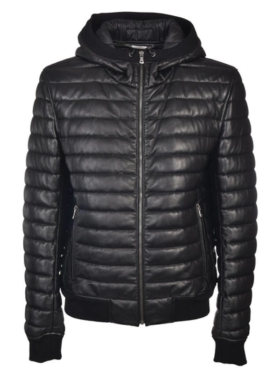 Dolce & Gabbana Quilted Leather Bomber Jacket In Black