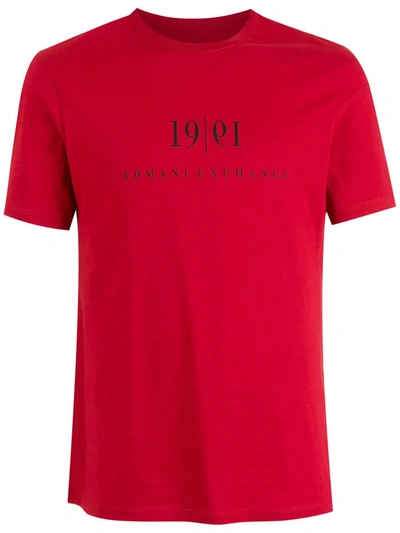Armani Exchange 1991 Logo-print T-shirt In Rot