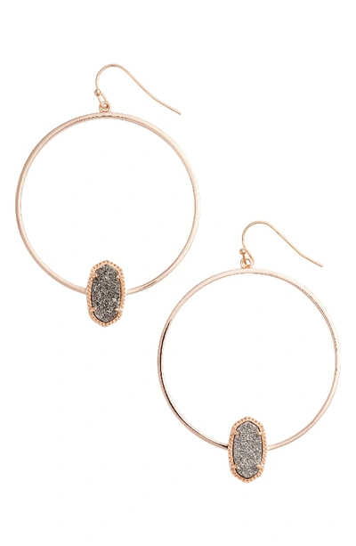Kendra Scott Elora Frontal Hoop Earrings In Platinum Drusy/ Rose Gold