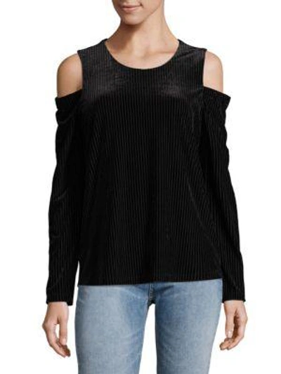 Calvin Klein Sheer Stripe Cold-shoulder Top In Blush