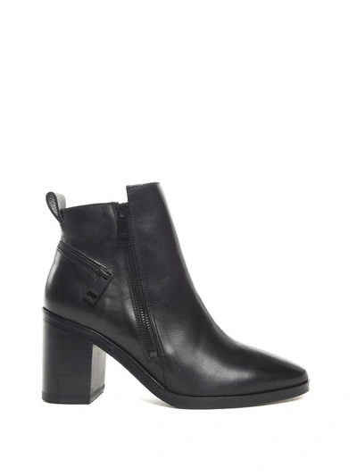 Kenzo Totem Zipped Leather Ankle Boots In Nero