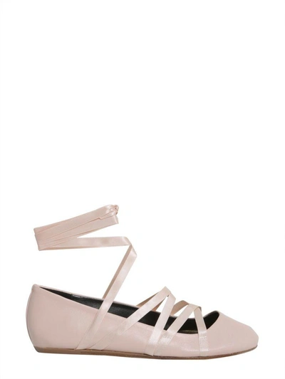Lanvin Lace-up Ballet Flat In Pink