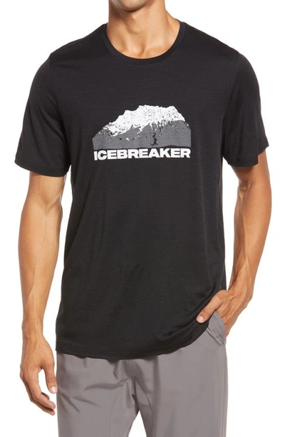 Icebreaker Tech Lite Ii Crewneck Graphic Tee In Black