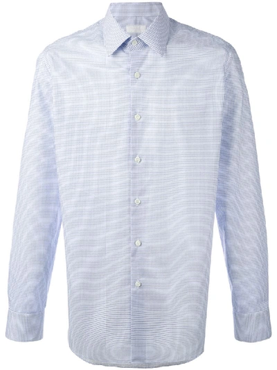 Prada Checked Cotton-poplin Shirt In Azure