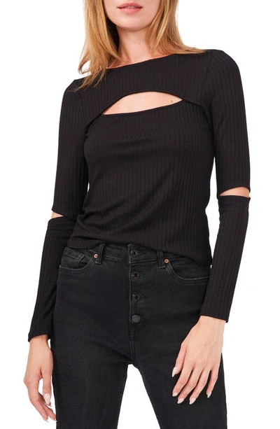 1.state Long Sleeve Cutout Top In Rich Black