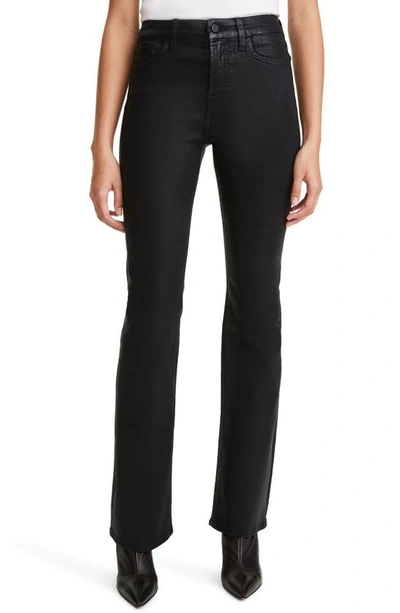 Jen7 High-rise Slim-fit Boot Cut Jeans In Black Coated