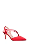 Nina Tansy Closed Toe Evening Pumps Women's Shoes In Red Rouge Satin