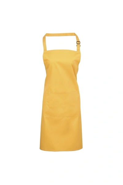 Premier Ladies/womens Colours Bip Apron With Pocket / Workwear (sunflower) (one Size) (one Size) In Yellow