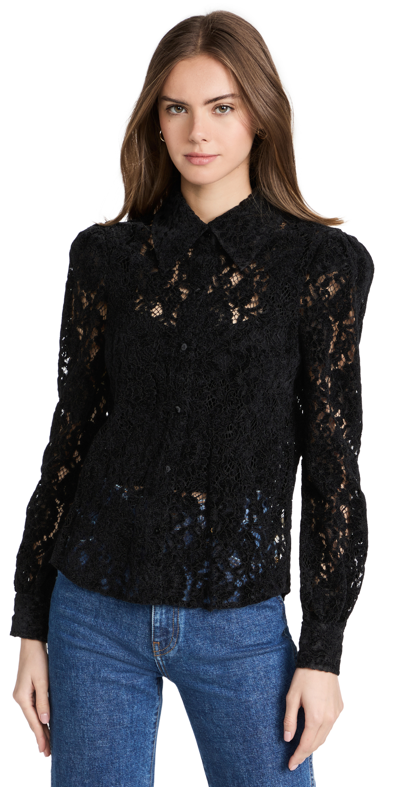 L Agence Jenna Lace Button-down Blouse In Black