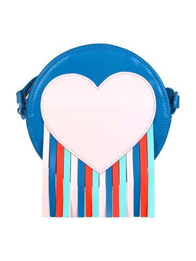 Stella Mccartney Heart-patch Leather-effect Shoulder Bag In Blau