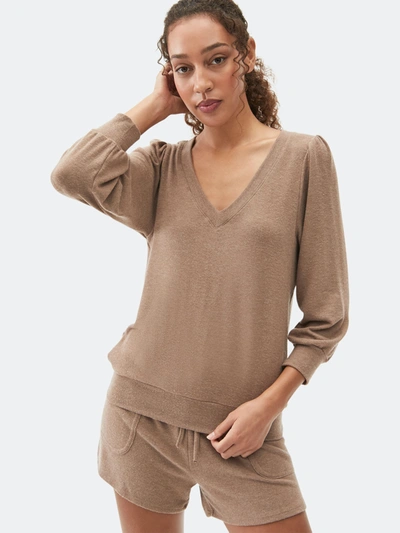 Michael Stars Gabriella V Neck Top In Heather Woodchip