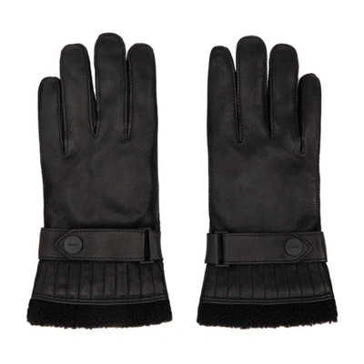 Hugo Black Goatskin Gloves In 1 Black