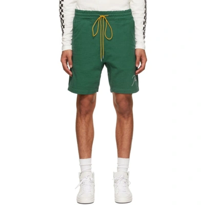 Rhude Logo-embroidered Track Shorts In Green