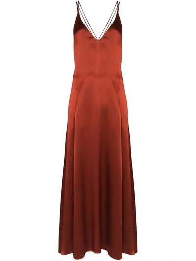 Sleeping With Jacques + Net Sustain The Freudian Silk-satin Maxi Dress In Metallic