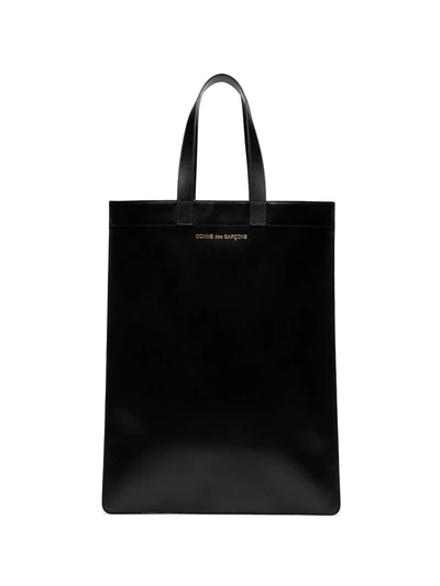 Comme Des Garçons Logo-print Leather Tote Bag In Black