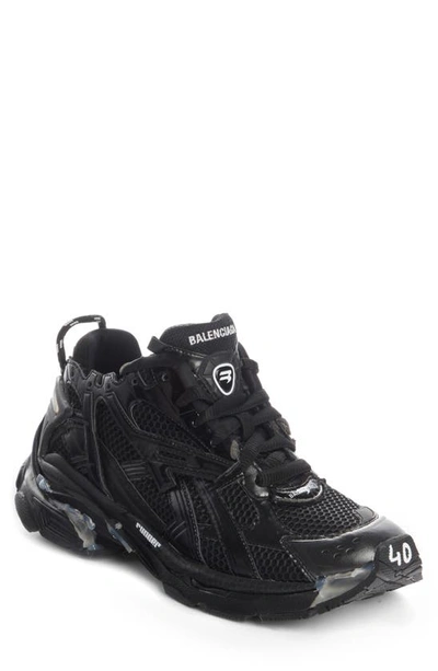 Balenciaga Runner Sneakers In Mesh And Black Nylon