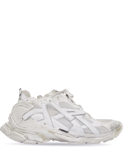 Balenciaga 60mm Runner Faux Leather & Mesh Sneakers In White