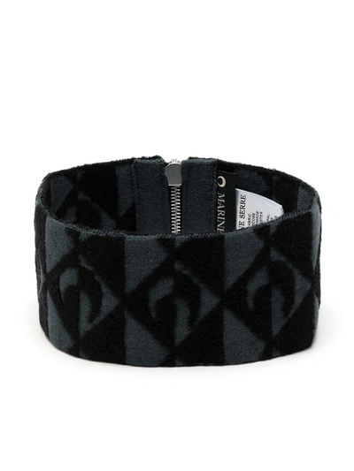 Marine Serre Black & Grey Textured Knit Moon Lozenge Choker In 00  