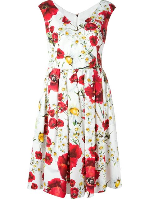 Dolce & Gabbana Daisy And Poppy Print Dress | ModeSens