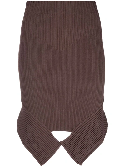 Adamo Wrap-hem Knitted Skirt In Brown