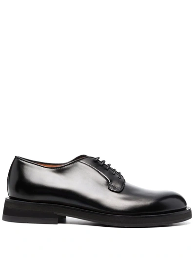 Santoni Round-toe Lace-up Derby Shoes In Schwarz