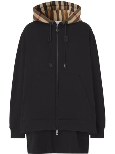 Burberry Oversized Check-detail Hoodie In Black