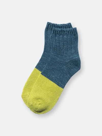 Paper Project Indigo Color Block Short Sock In Blue