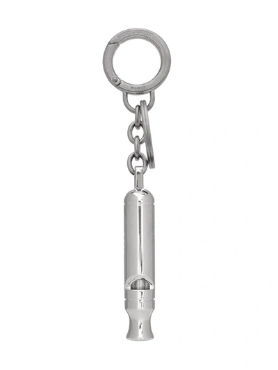Saint Laurent Logo-engraved Keychain In Nickel Oxyde