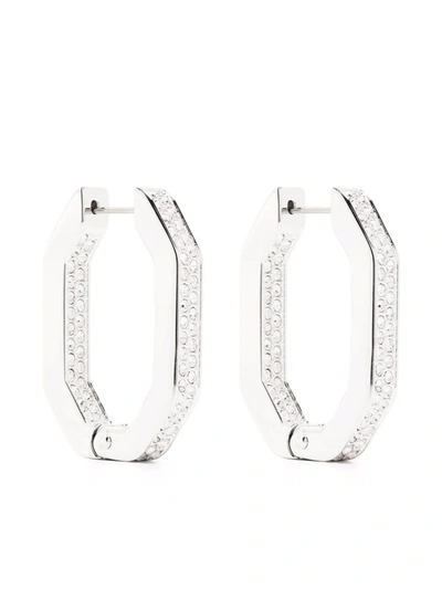 Swarovski Dextera Octagonal Pavé Hoop Earrings In Silver