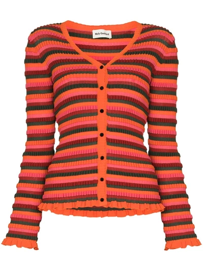 Molly Goddard Amara Horizontal-stripe Cardigan In Orange
