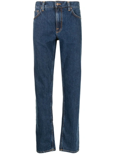 Nudie Jeans Mid-rise Straight-leg Jeans In Blue